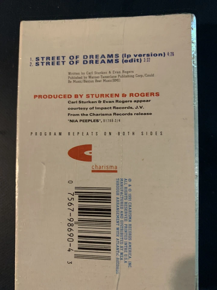 Nia Peeples - Street Of Dreams 1991 Cassette Single - Image 2 of 2