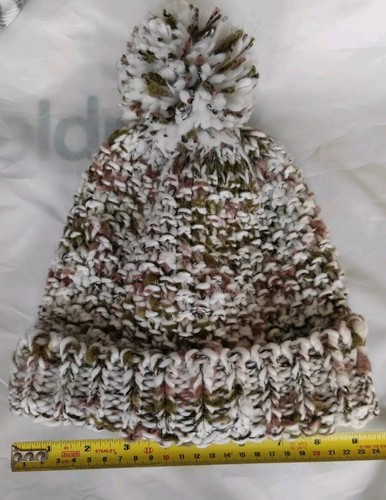 Cappello L Tommy & Kate melange beige talpa berretto bobble grosso sci pom slouch - Foto 2 di 4