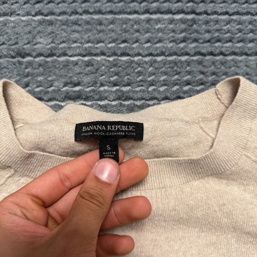 Banana Republic Sweater Womens Small Beige Italian Wool Cashmere Blend Soft Cozy - Picture 6 of 7