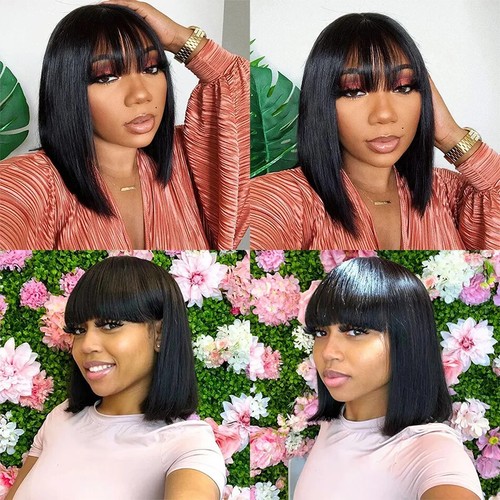 New 3X1 Middle Part Lace Wig Bob Wigs Wigs with Bangs Human Hair Wigs for Women - Picture 13 of 16