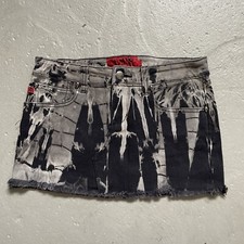 Vintage Tripp NYC Denim Cut-Off Booty Rave Goth Mini Skirt Made In USA Small