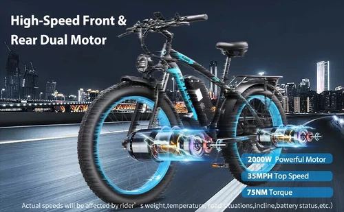 Keteles 26*4 Zoll Elektrofahrrad Dual Motor Pedelec Mountain Bike 48V23AH E-bike - Bild 15 von 19
