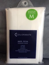 COLORMATE 100% PEVA WHITE SOLID SHOWER LINE 70" X 72" MEDIUM WEIGHT - BRAND NEW