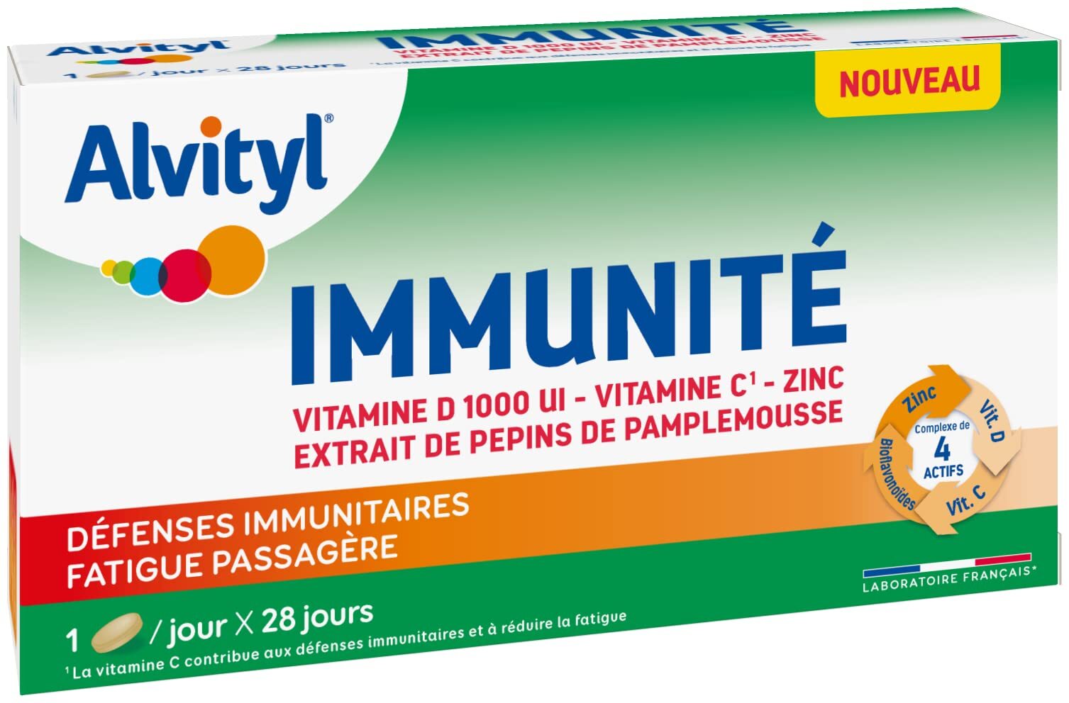 Alvityl - Immunité - Vitamine D 1000 Ui - Vitamine C – Zinc - Extrait De Pépi...