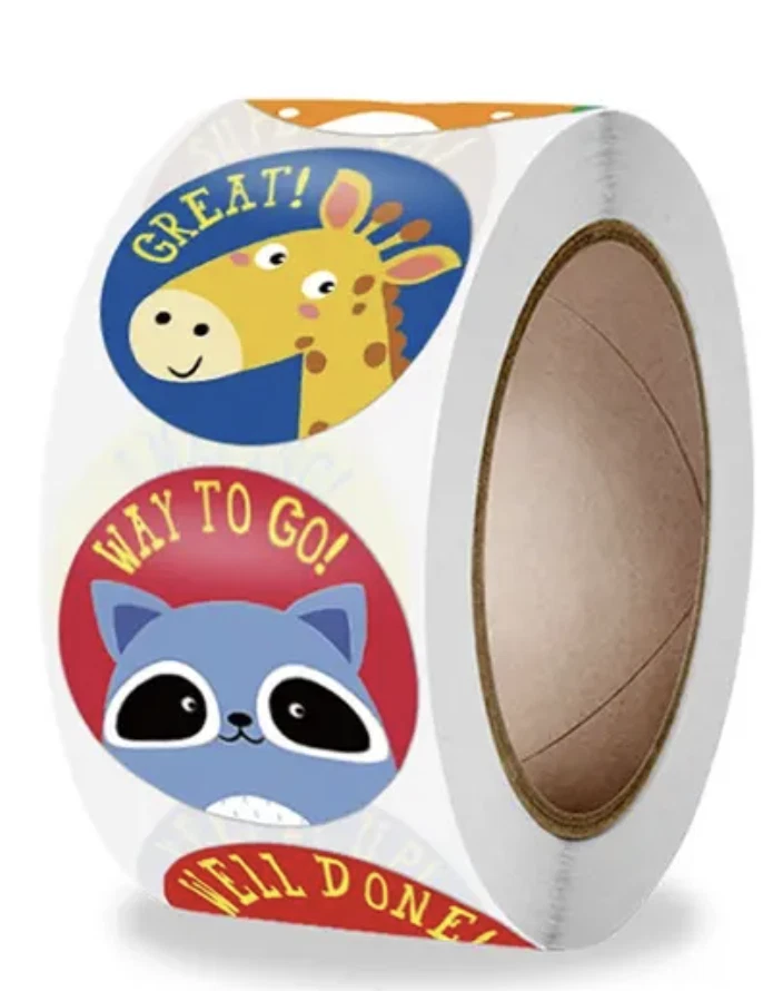 Cartoon Animal Encouragement Reward Stickers 2.5cm 50/100pc Kids Teacher Award