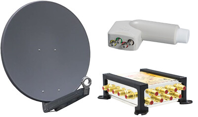 Sat Anlage 8 Teilnehmer Digital 85cm Gibertini SE SAT Antenne Alu Anthrazit