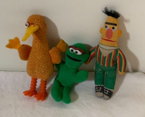 Sesame Street Oscar the Grouch Big Bird Bert Plush Toy 4.5" Vintage 1970s