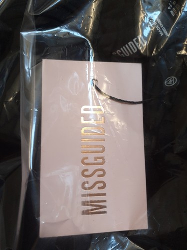 Missguided size 16 Butterfly Design Square Neck Long Sleeve Bodycon Dress, Black - Picture 11 of 12