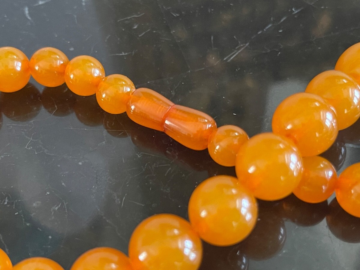 37 Perles D’ambre Naturel Facettées Orange - Lot Vintage Pour Création De Bijoux