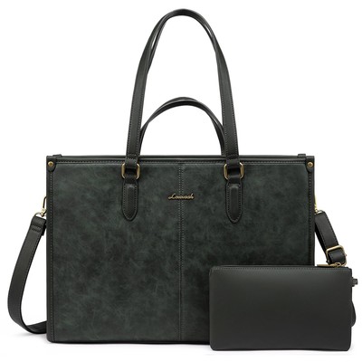 LOVEVOOK Laptop Bag for Women15.6 inch Work Bags with Clutch Vintage Leather ...