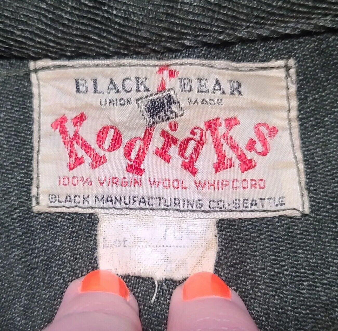 VTG 1940s Black Bear X Kodiaks Whip Cord Jacket W… - image 4