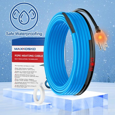 MAXKOSKO 6 ft Heating Tape for Metal And Plastic Home Pipes, Energy-efficient
