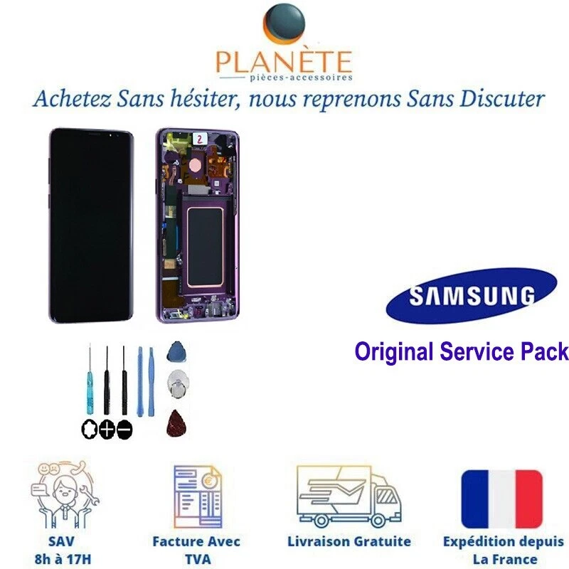 Original Ecran LCD Complet Violet Sur Châssis Pour Samsung Galaxy S9 G960F - Photo 1/1
