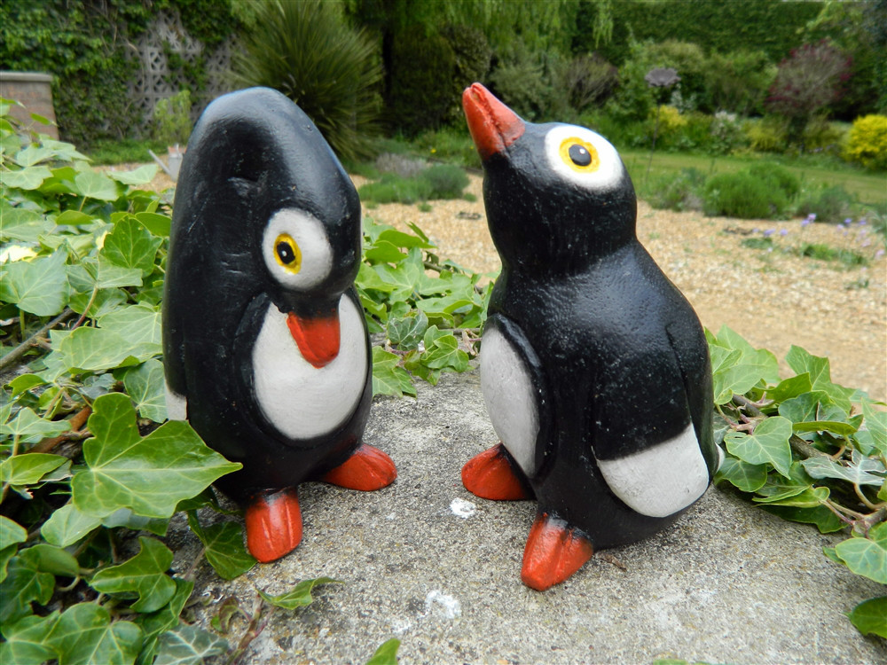 Wooden Penguin Carving - Pair of Hand Carved Penguins