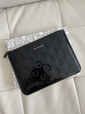 Comme Des Garçons Wallet embossed polka dots Pouch Clutch Zip