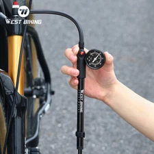 WEST BIKING 300PSI Bicycle Front Fork Rear Shock Pump Schrader Valve Bike Pump