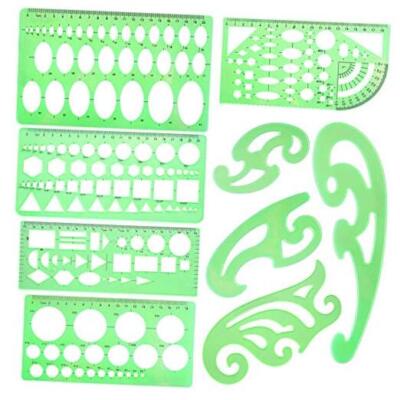 9 Pieces Drawings Templates French Curve Geometric Templates Measuring Rulers 