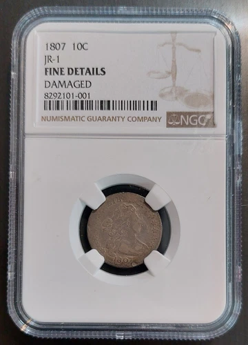 1807 DRAPED BUST Dime Heraldic Eagle 10c Graded NGC Fine Details Affordable Coin