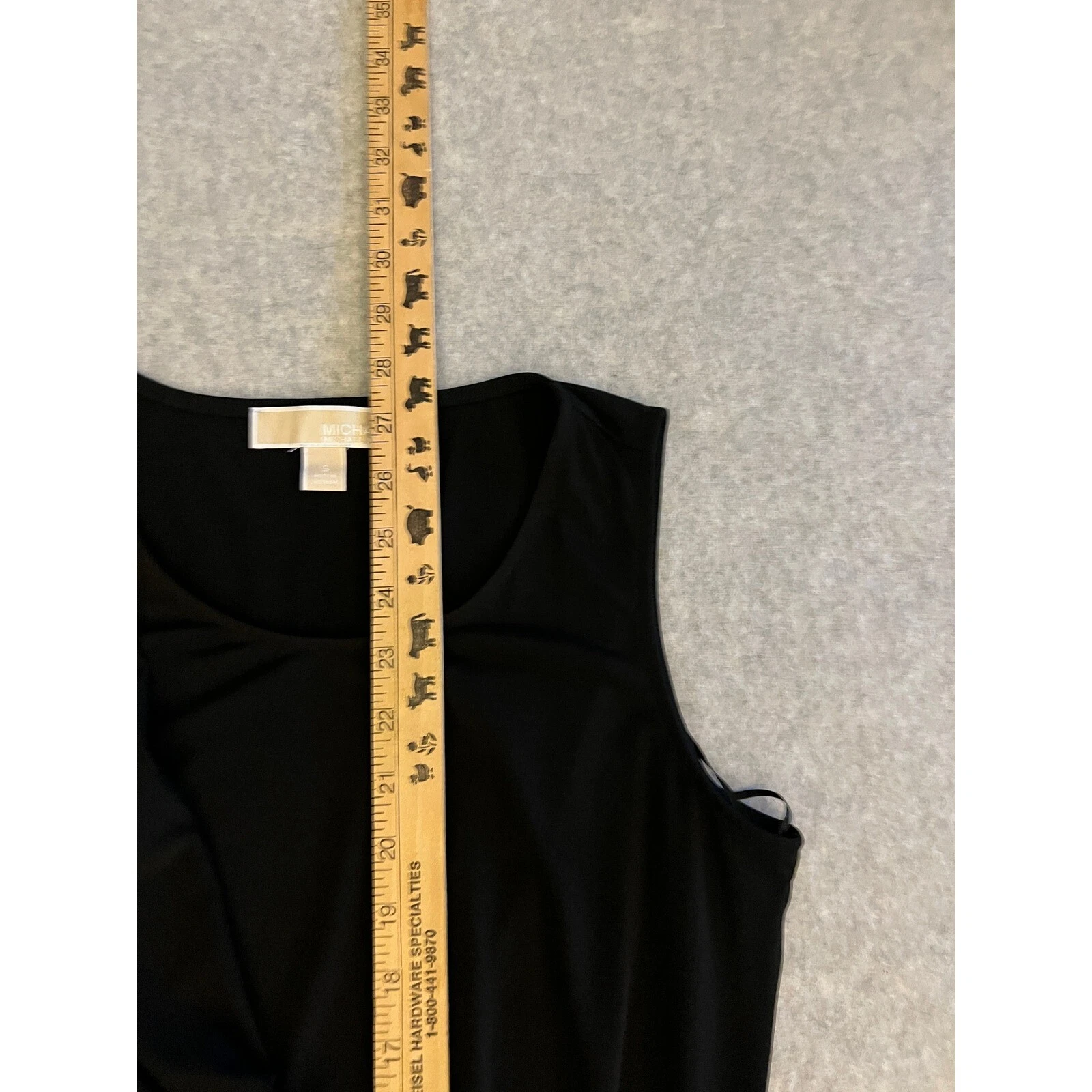 Michael Kors Mini Abito Donna S Senza Maniche Finto Twist Cintura Dettaglio Nero