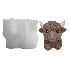 Animal Planter Pot Mold 3d Highland Cow Resin Casting Planter Silicone Mold