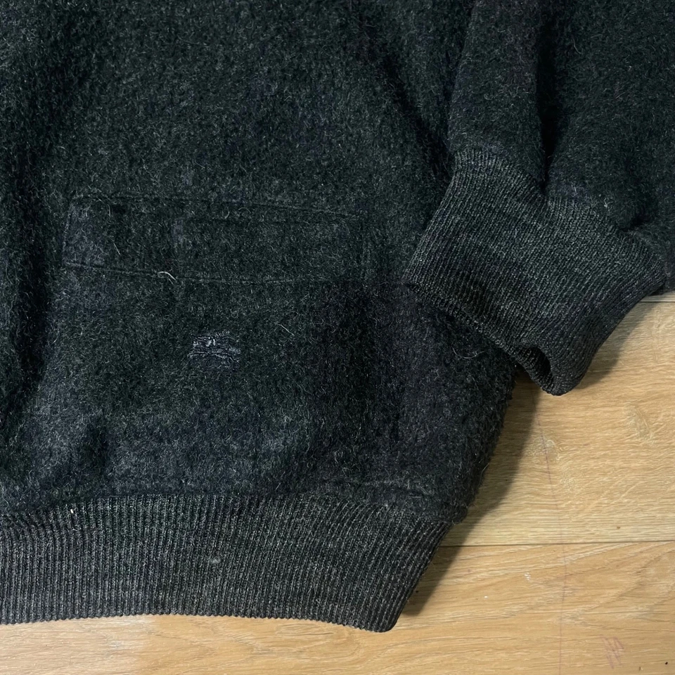 Cardigã suéter bomber vintage Burberry's lã algodão preto masculino tamanho 2XL - Imagem 4 de 4