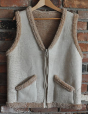 Vintage Handmade Shearling Sheepskin Leather Wool Western Vest Australia M