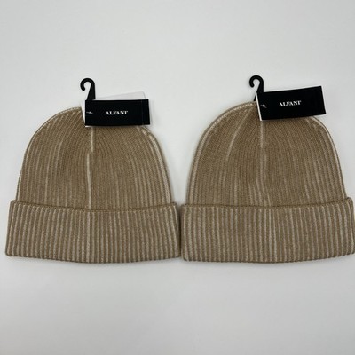 Alfani Men's Hats Two Tone Plated Beanie Beige Set of 2
