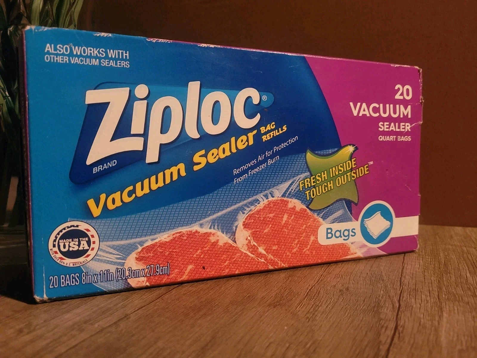 ZIPLOC Vacuum Sealer Bag Refills 20 Count Quart Size New Sealed Box