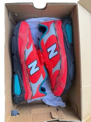 New Balance X-Racer Colorblock Red Gray Teal Low Top Athletic Sneakers