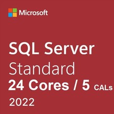 Microsoft SQL Server 2022 Standard 24 cores 64bit + 5 CALs  DVD / COA Pack