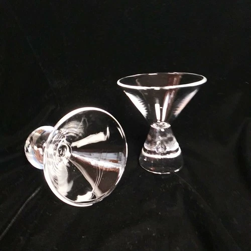 Steuben 7826 Teardrop Liquor Martini 4" Glass Set Of 2 Clear Vintage Barware
