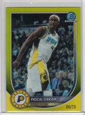 2025-26 BOWMAN CHROME PASCAL SIAKAM YELLOW REFRACTOR SP #/75 PACERS COLOR MATCH