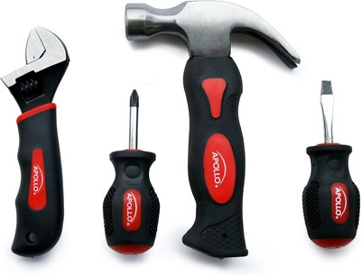 Apollo Tools 4 Piece Stubby Tool Set for Small Hands and Tight 4 pc., Red 