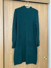 J. Crew Emerald Green Long-Sleeve extra soft sweater midi Dress size large