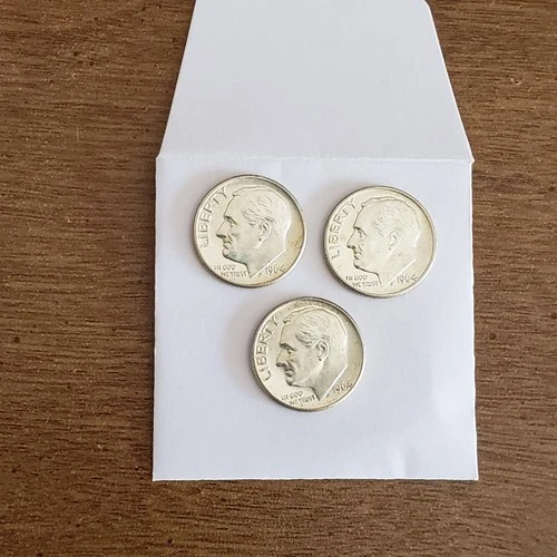 Lot of 3 1964 D Uncirculated Roosevelt Dimes - BU - 90% Silver