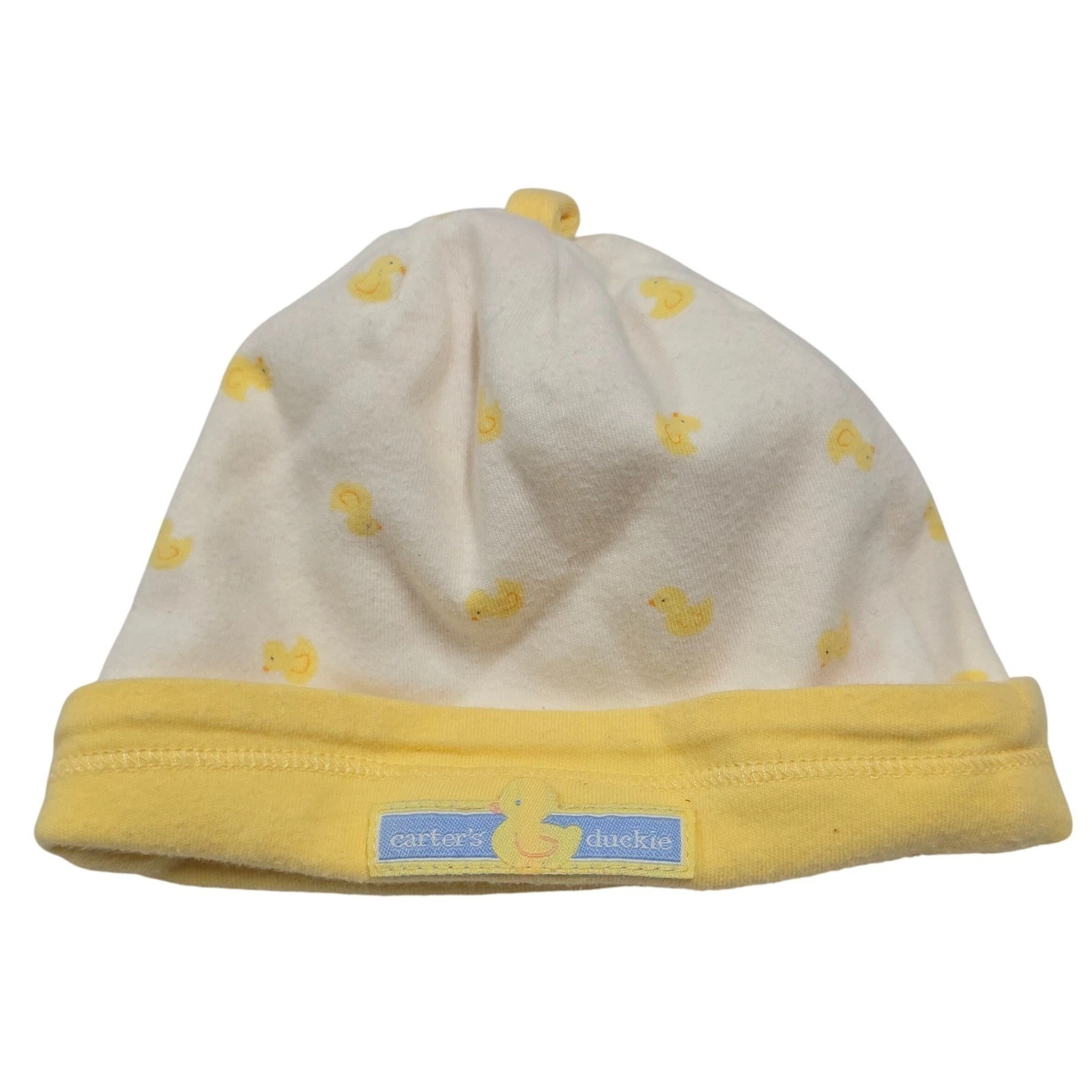 Carter's Duckie Baby Hat Newborn 0-9 Months Yellow Cotton Rubber Duck Vintage