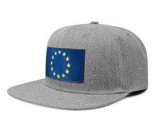 European Flag Hat Men Women - EU Trucker Snapback Baseball Cap (Grey Flatbill)