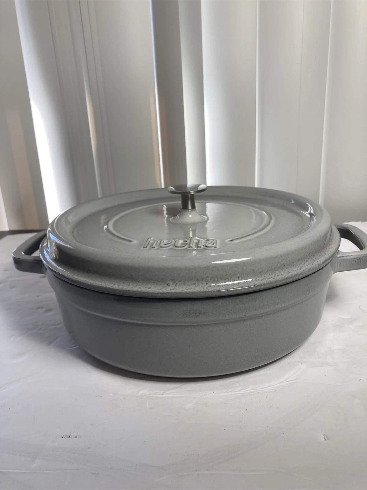 Hecha 11in Enameled Cast Iron Dutch Oven Gray (Similar To Le Creuset) NEW