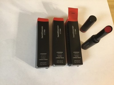 3 BareMinerals BarePro Longwear Lipstick CHERRY Full Size 2g/0.07oz (boxed)