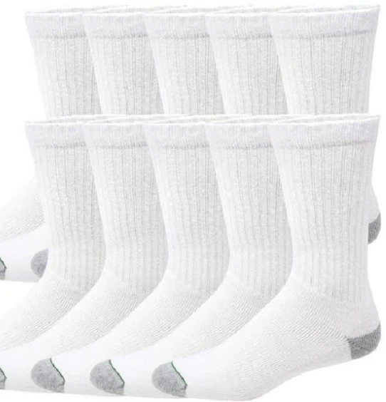 Member's Mark Men Crew Socks 79% Cotton Sizes 6-12 WHITE MADE IN USA NEW 50 PAIR