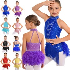 Girls Rumba Samba Modern Ballet Leotard Ballroom Latin Jazz Tassel Dance Dress