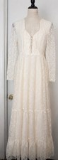 Vintage 1980 s Ivory Lace Maxi Dress Romantic BoHo Victorian Cottagecore