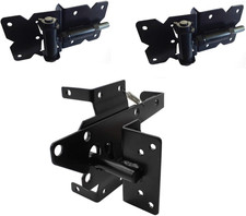 Black Self-Closing Vinyl Fence Gate Hardware Kit with Hinges Latch