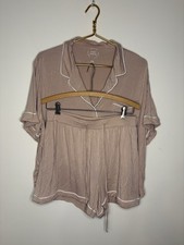 Cozy Earth Bamboo Pajama Set Shorts Button Up Short Sleeve Tee Shirt Pink XXL