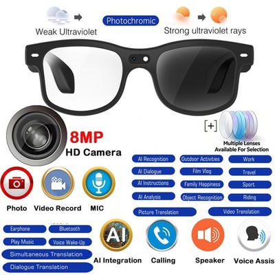 AI smart glasses with microphone and camera and Image and video translate