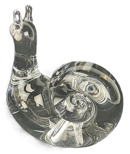 STEUBEN CRYSTAL SNAIL #7982 STUDIO BLOWN ART GLASS HAND COOLER DESK PAPERWEIGHT