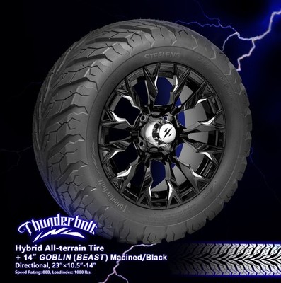 GOLF CART 14''x7'' BLACK GOBLIN WHEELS and 23''x10.5''-14'' ALL-TERRAIN TIRES x4