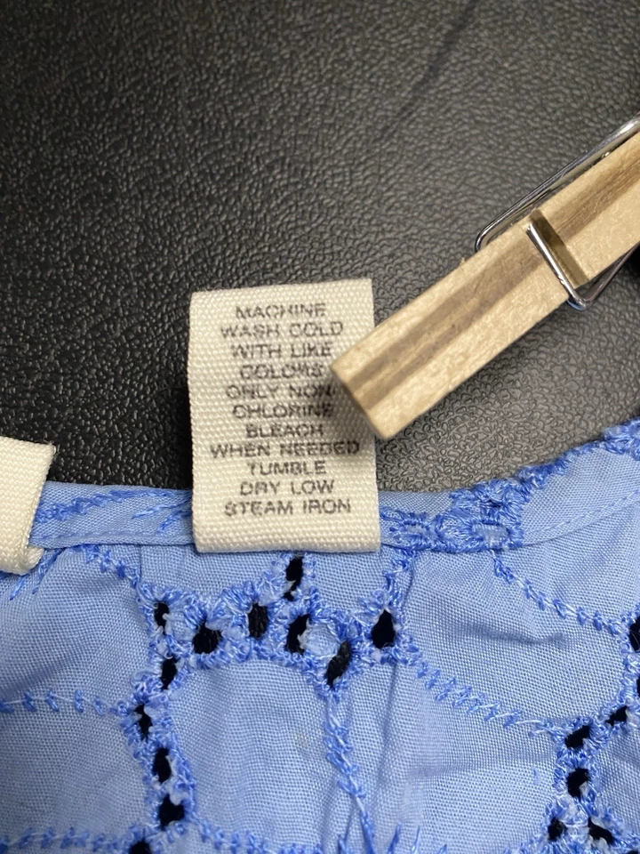 Blusa sin mangas Marsh Landing para mujer pequeña azul con ojales 100 % algodón con botones Foto 4 de 4