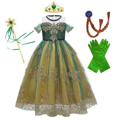 Mädchen Anna Kostüm Prinzessin Verkleidung Set mit Zubehör für Geburtstag Kostümparty