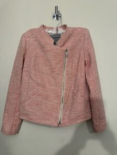 Classiques Entier Red and White Tweed Moto Jacket